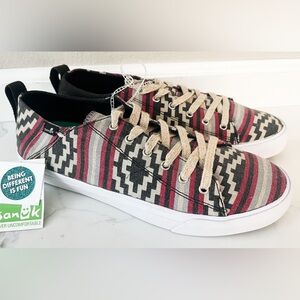 NWT! Sanuk Staple Funk Mens Shoes Loafers Black Red Gaucho Sz 9‎ 10